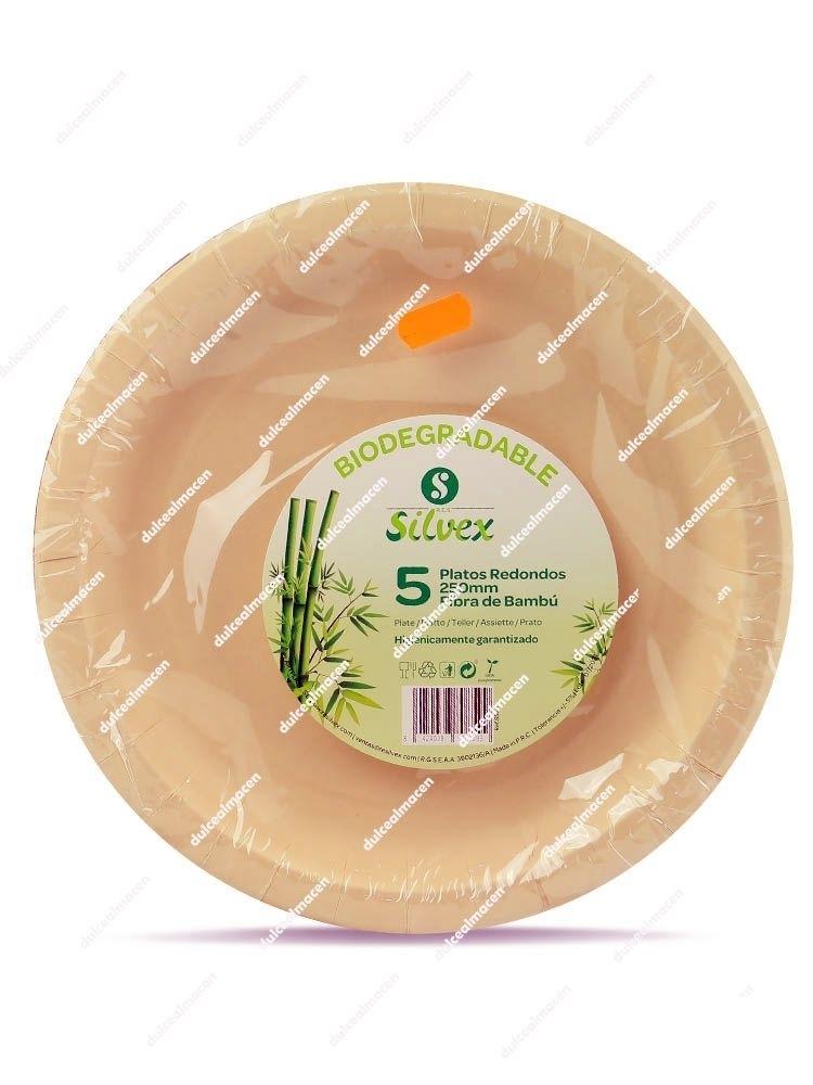 Silvex plato bambu redondo 25 cm 5 uds