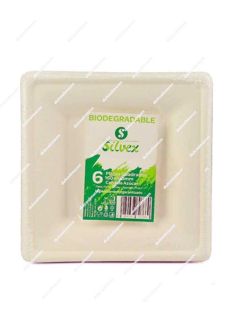 Silvex plato bio cuadrado 16 x 16 6 uds