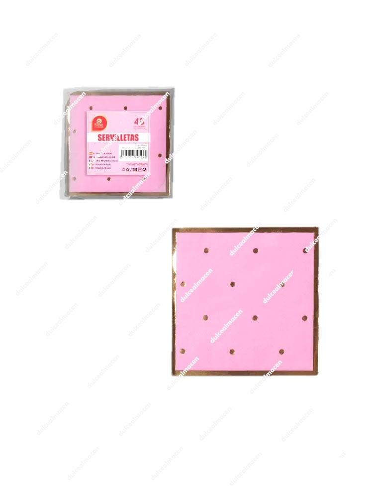 Servilleta Rosa Lunares Dorados