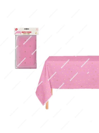 Mantel Rosa Lunares Dorados