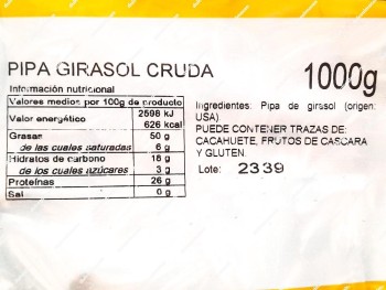 Madrileña Pipas Crudas 1 kg