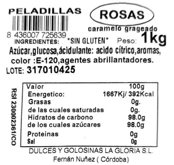 Gloria Peladillas de Caramelo Rosas 1kg
