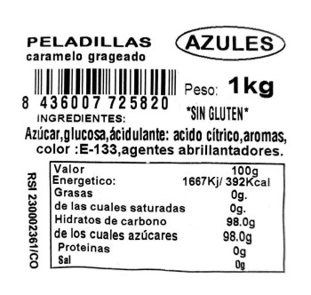 Gloria Peladillas de Caramelo Azules 1kg