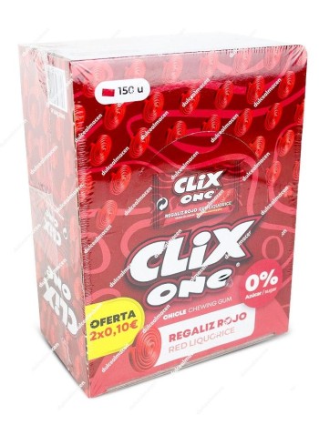 Clix Chicles Regaliz Rojo Sin Azúcar 150 uds