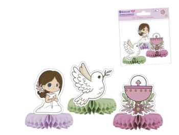 Mi primera comunión adornos sobremesa pack 3 uds niña