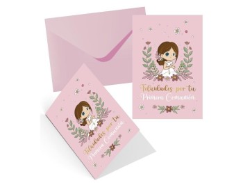 Mi primera comunión tarjeta de felicitación niña