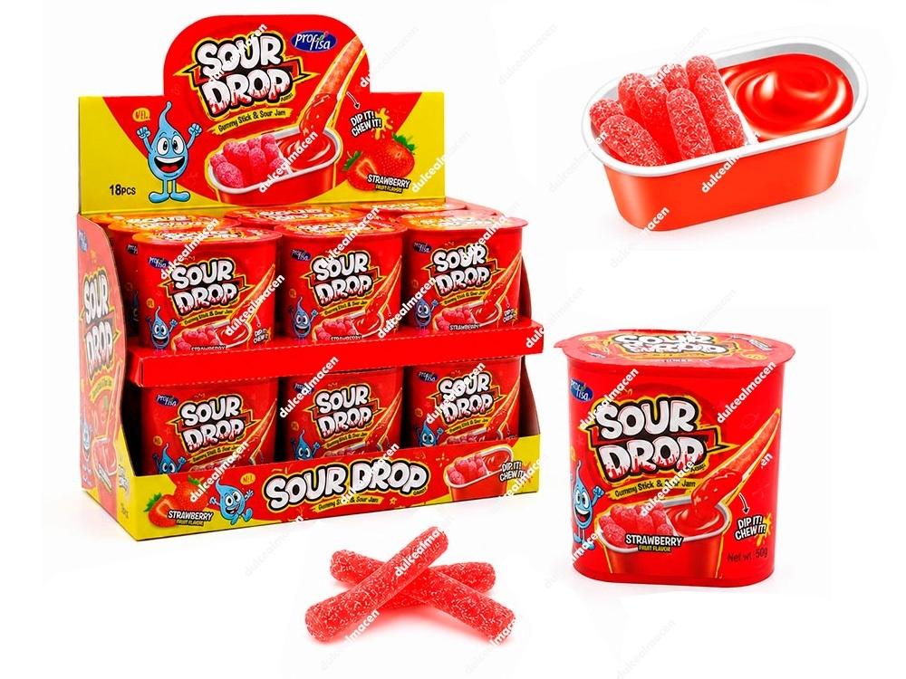 Profisa Sour Drop Gummy Stick Fresa 18 uds