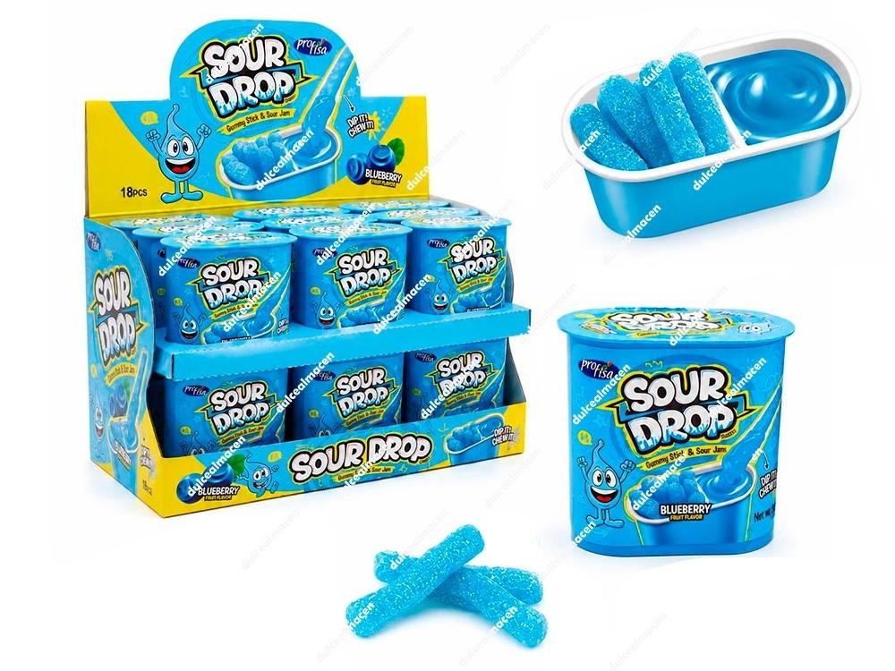 Profisa Sour Drop Gummy Stick Arándanos 18 uds