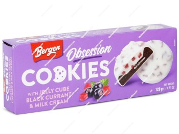 Bergen Cookies Rellenas Grosellas y Crema de Leche 128 gr.