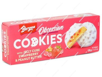 Bergen Cookies Rellenas Fresa y Mantequilla de Cacahuete 128 gr.